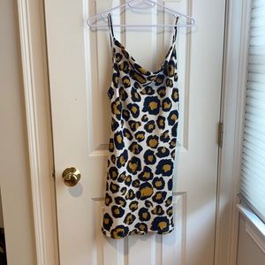 Cowl neck cheetah mini dress